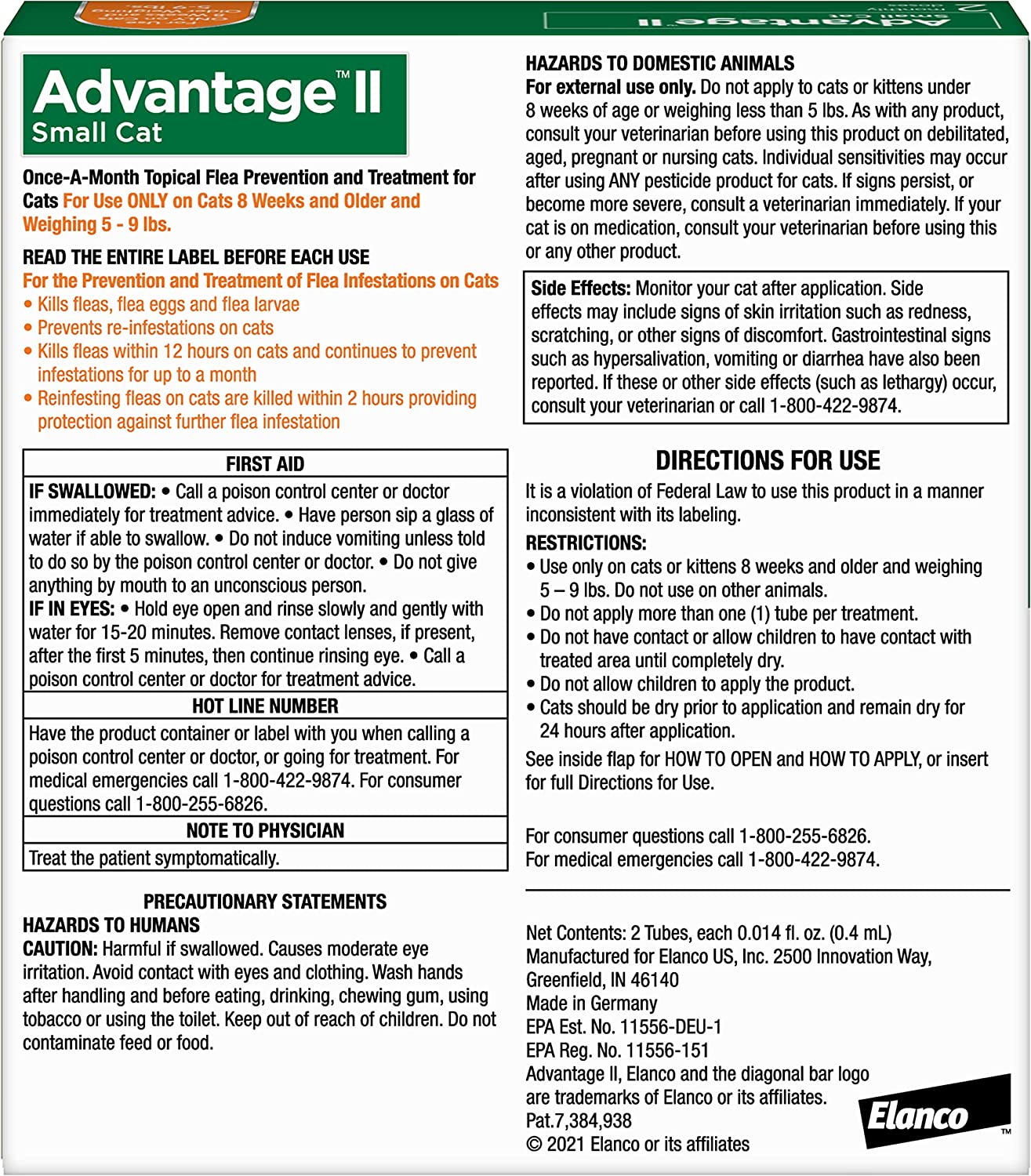 Advantage II Cat Small Orange 2-Pack - All Pet Super Store