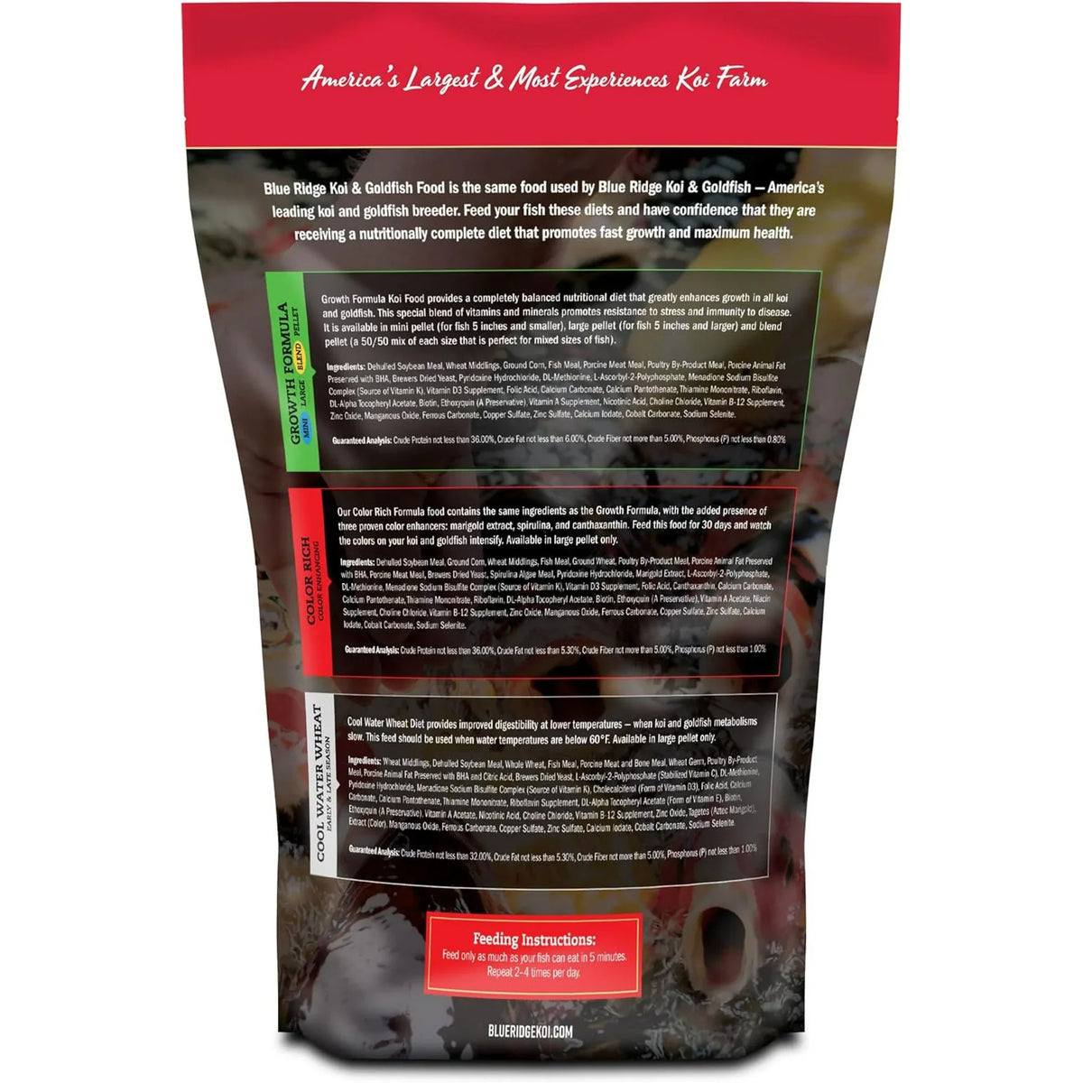 Blue Ridge Koi & Goldfish Food Growth Large Pellet 2lb
