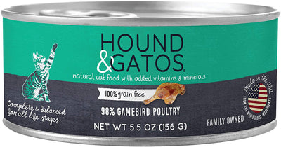 Hound and Gatos Cat Grain Free Gamebird Poultry 5.5 oz. (Case of 24)
