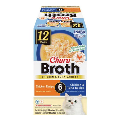 Inaba Churu Broth Variety Pack Chicken/Tuna 16.8oz. 12 Pk