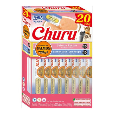 Inaba Churu Puree Cat Treats Variety Box Salmon/Tuna .5oz. 20 Pk