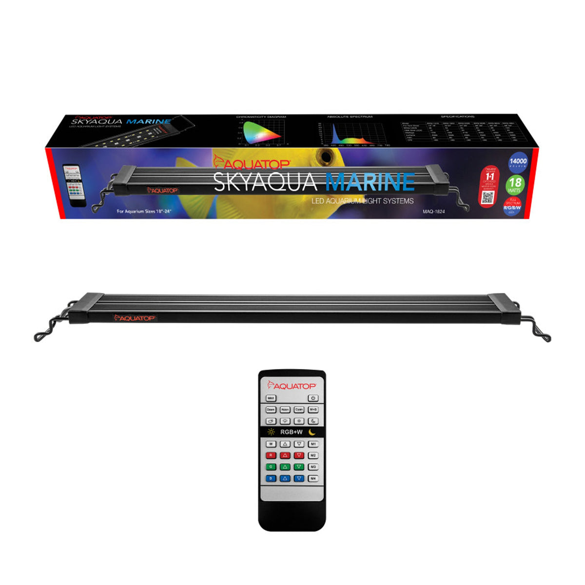 Aquatop SkyAqua Marine LED Light Fixture with IR Remote 18 watt 18-24 inch