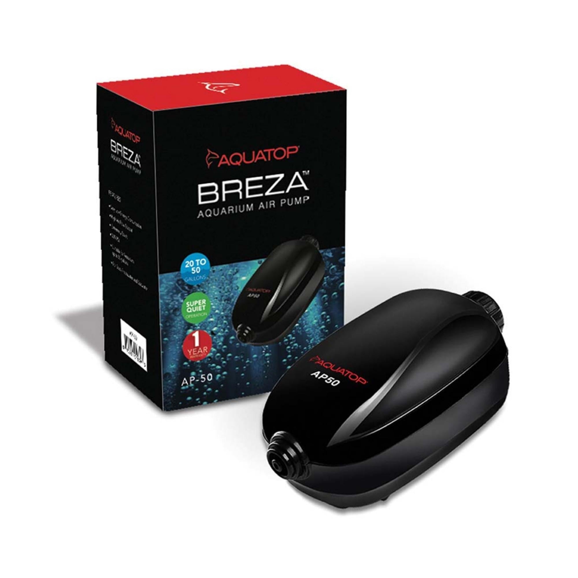 Aquatop BREZA AP-50 Aquarium Air Pump with Flow control Knob 20-50gal Black