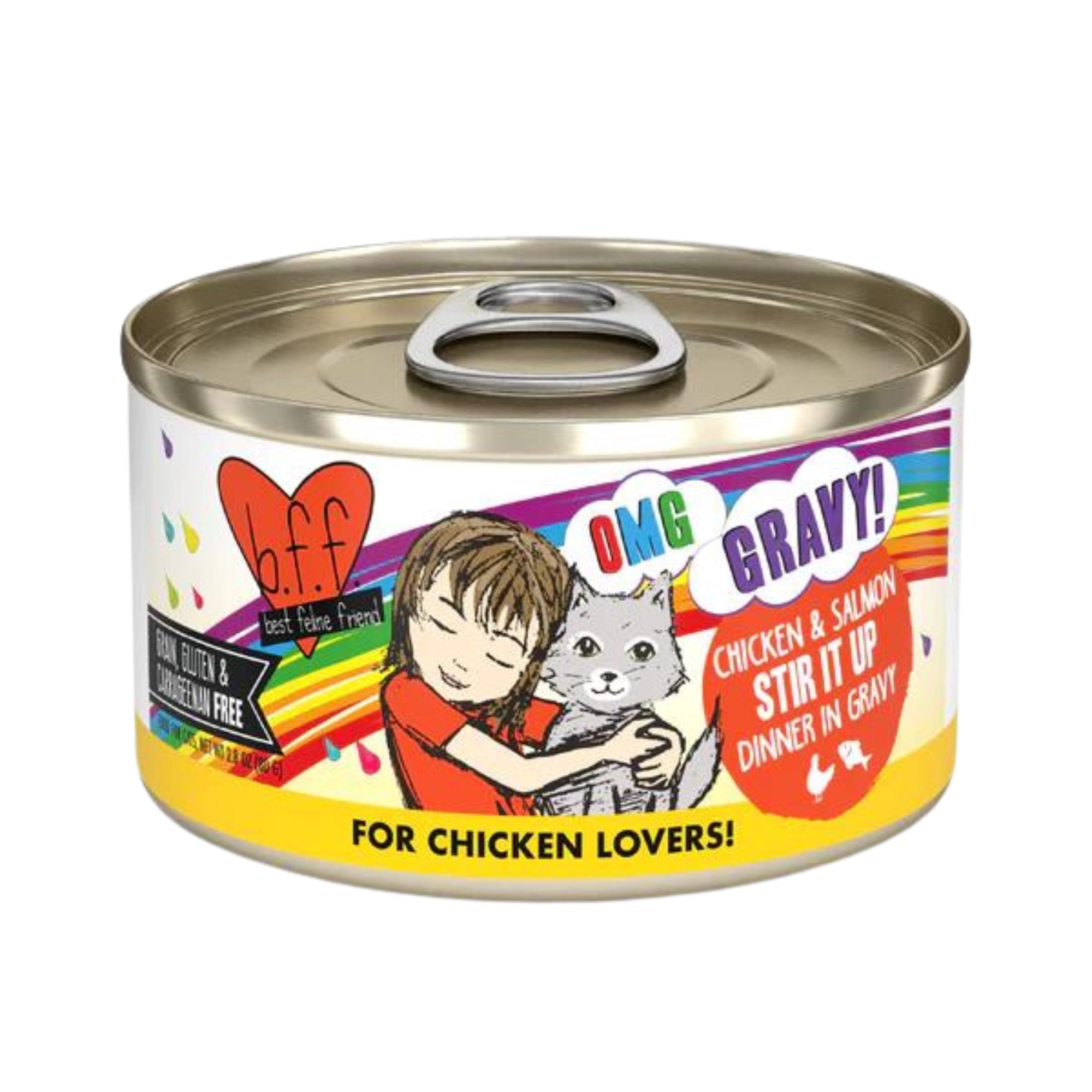 BFF Cat Omg Chicken and Salmon Stir It Up Dinner in Gravy 2.8oz. (Case of 12)