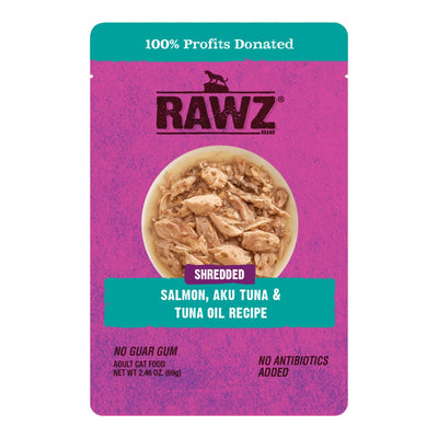 Rawz Shredded Cat Pouch Salmon Aku Tuna 2.46oz./8 Pouches/(Case of 6)