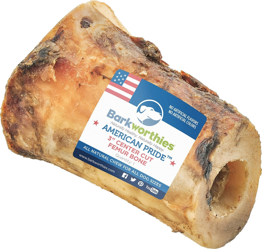 Barkworthies American Pride 3 Inch Center Cut Femur Bone Sold As Whole Case Of 15