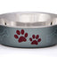 Loving Pets Metallic Dog Bowl Paw Print and Bone Blueberry Extra-Large