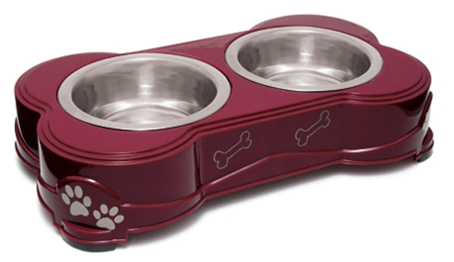 Loving Pets Double Diner Dog Bowl Merlot 1ea/SM