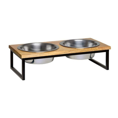 Loving Pets  Black Label Raised Wooden Top Diner 1ea/2 qt
