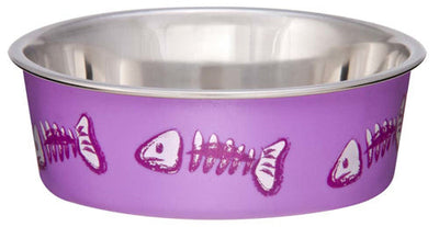 Loving Pets Bella Designer Fish Skeleton Cat Dish Lilac, 1ea/XS