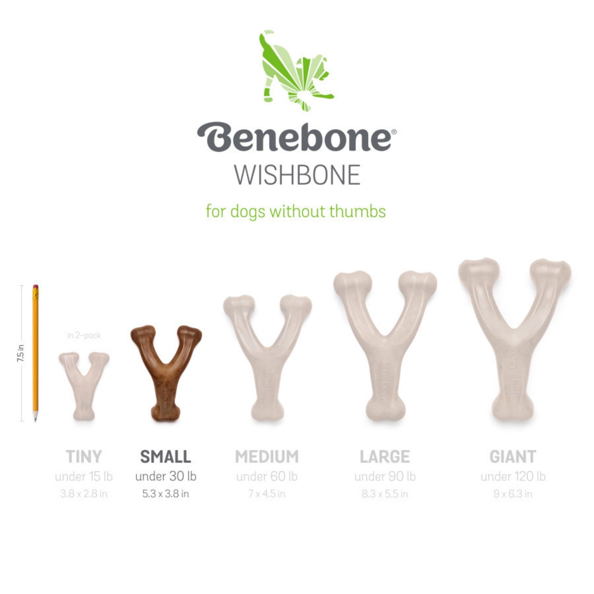 !Benebone Wishbone Durable Dog Chew Toy Bacon, 1ea/SM