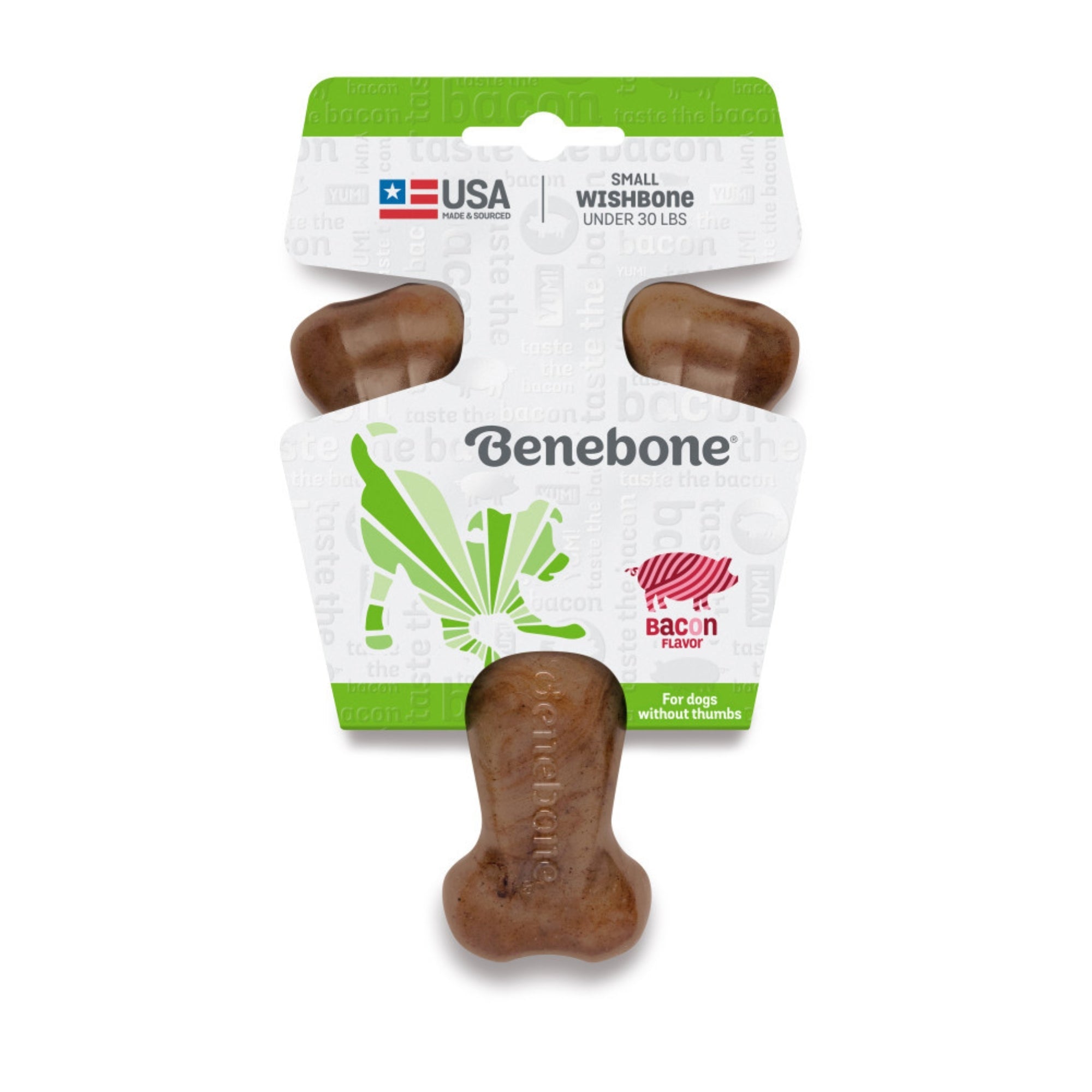 !Benebone Wishbone Durable Dog Chew Toy Bacon, 1ea/SM