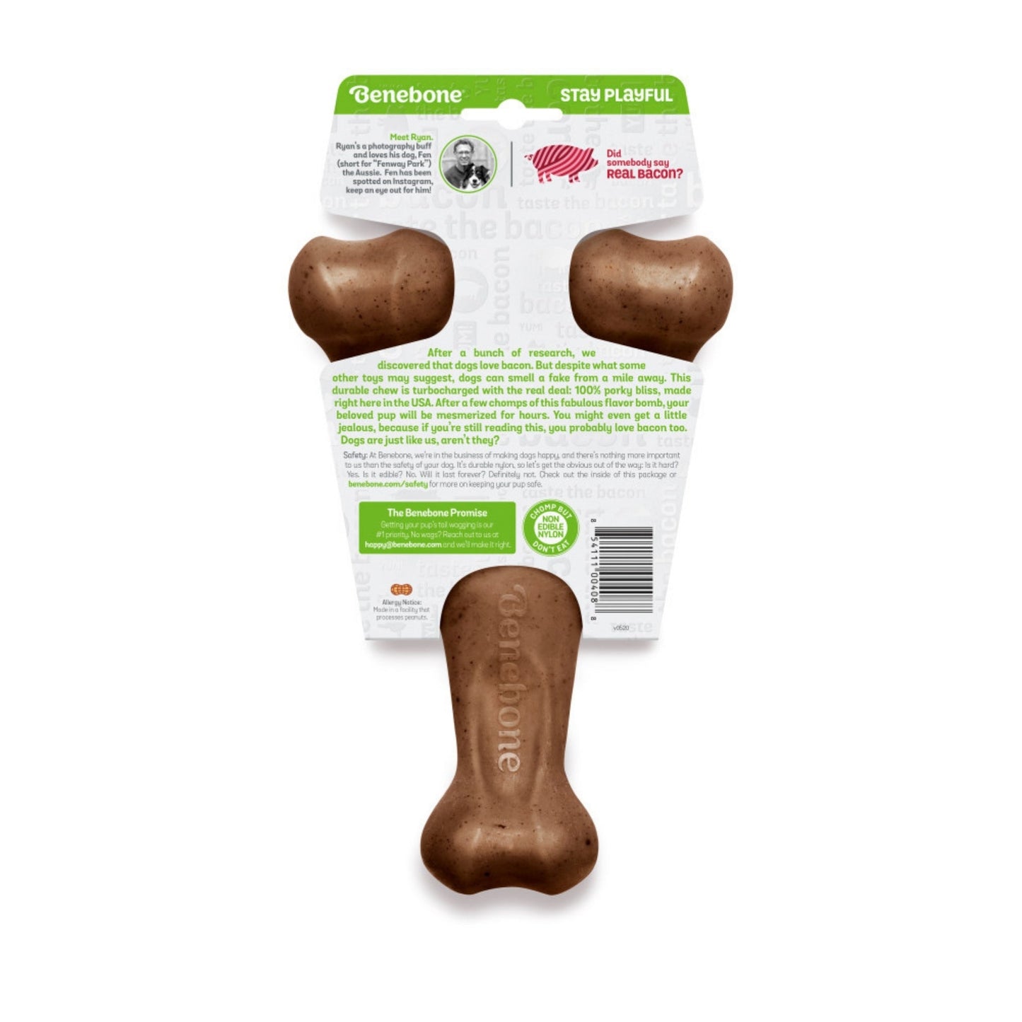 !Benebone Wishbone Durable Dog Chew Toy Bacon, 1ea/LG