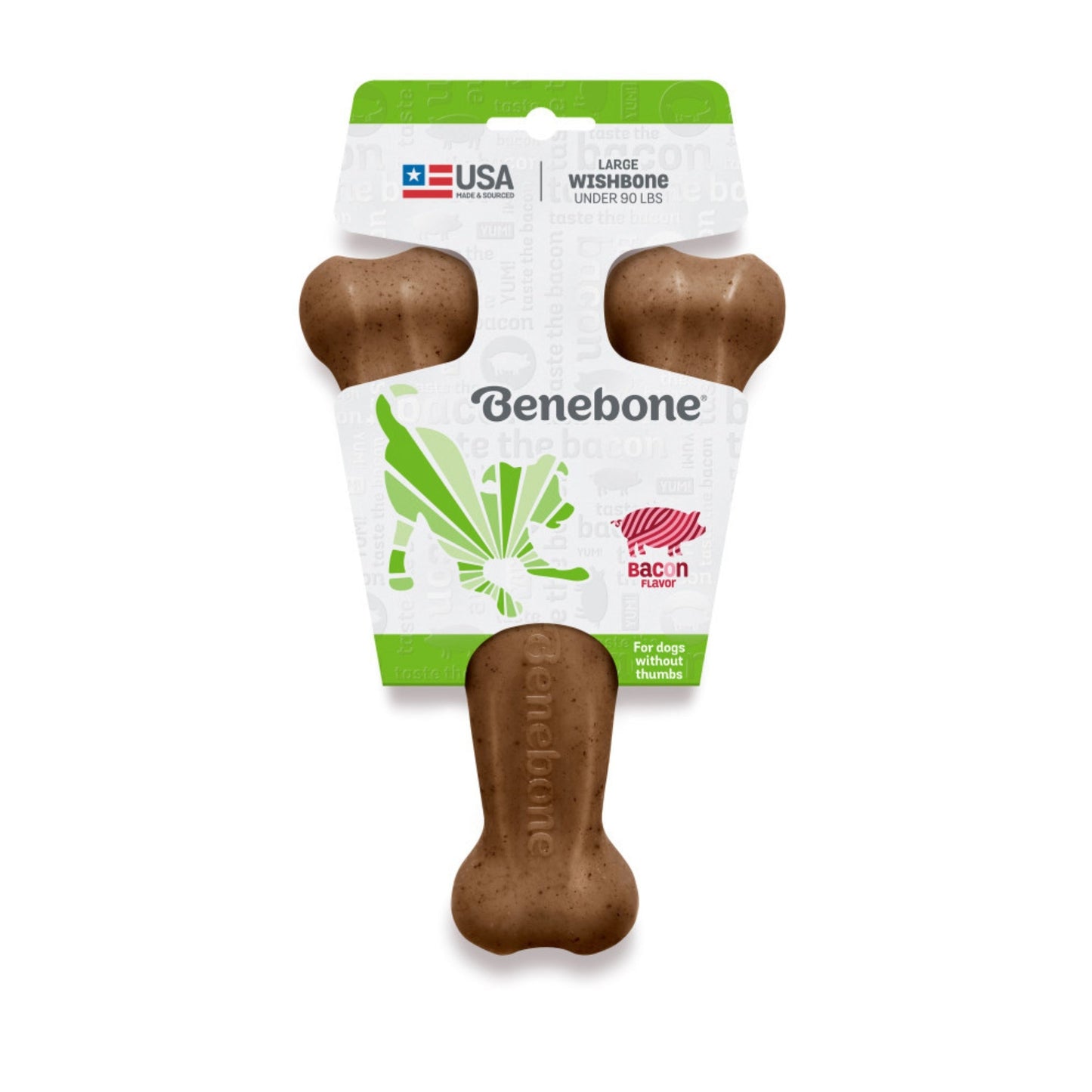 !Benebone Wishbone Durable Dog Chew Toy Bacon, 1ea/LG