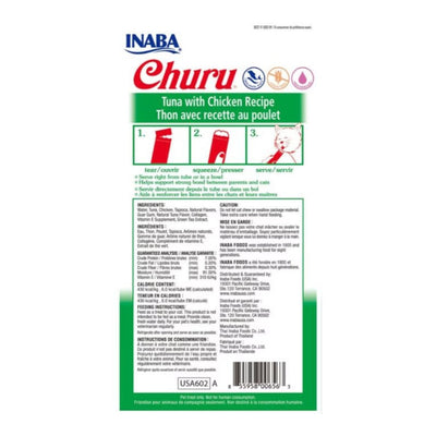 Inaba Churu Puree Cat Treats Tuna/Chicken .5oz. 4 Pk (Case of 6)