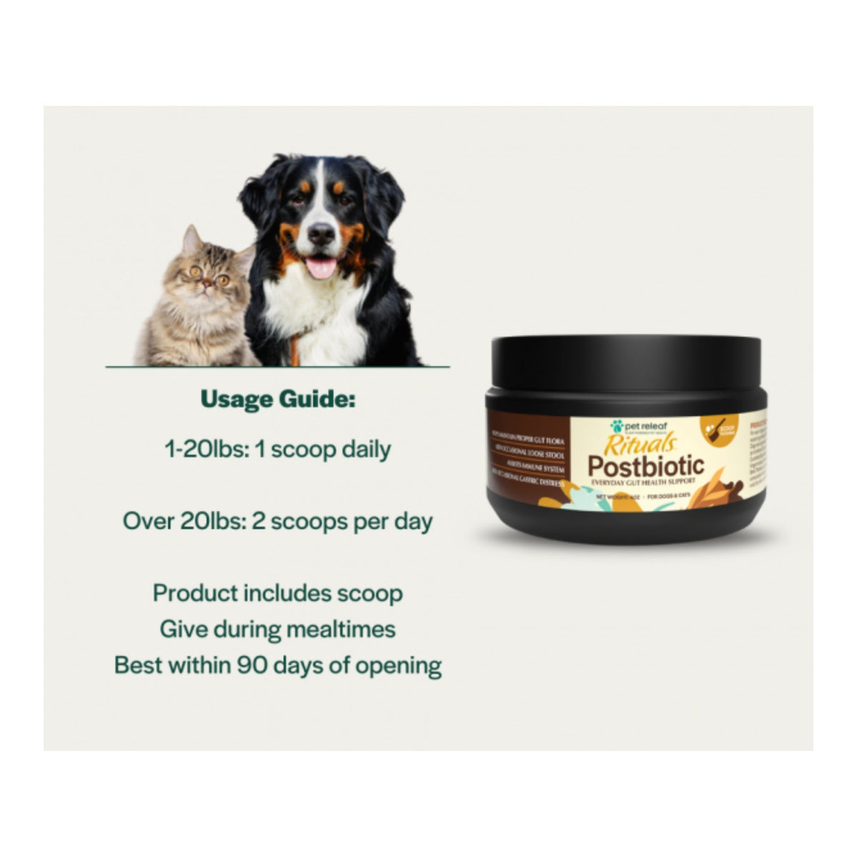 Pet Relief  Rituals Dog & Cat 4oz./30 Postbiotic Gut Hlth Powder