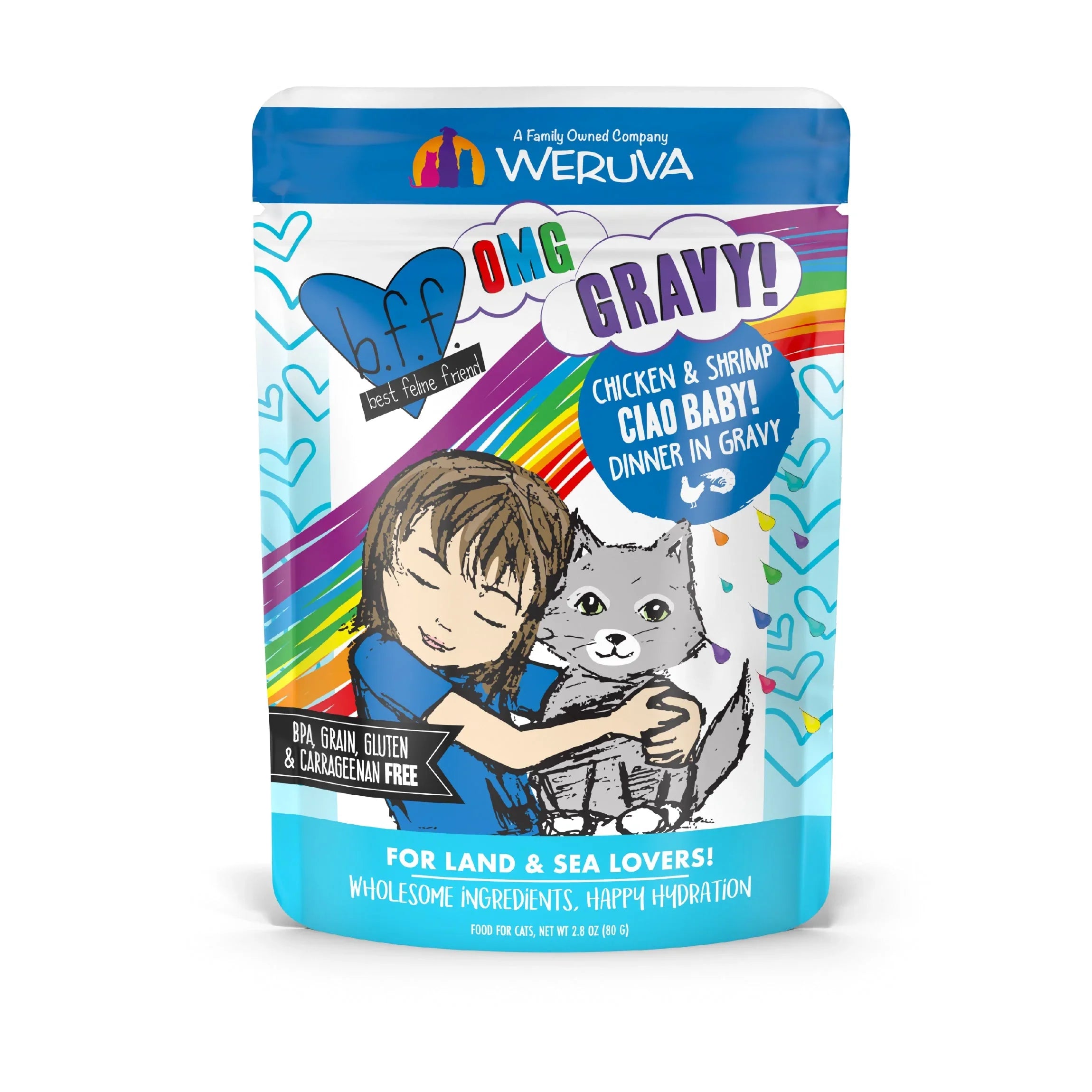 BFF Cat Ciao Baby! Omg Chicken and Shrimp Dinner in Gravy 2.8oz. Pouch (Case of 12)