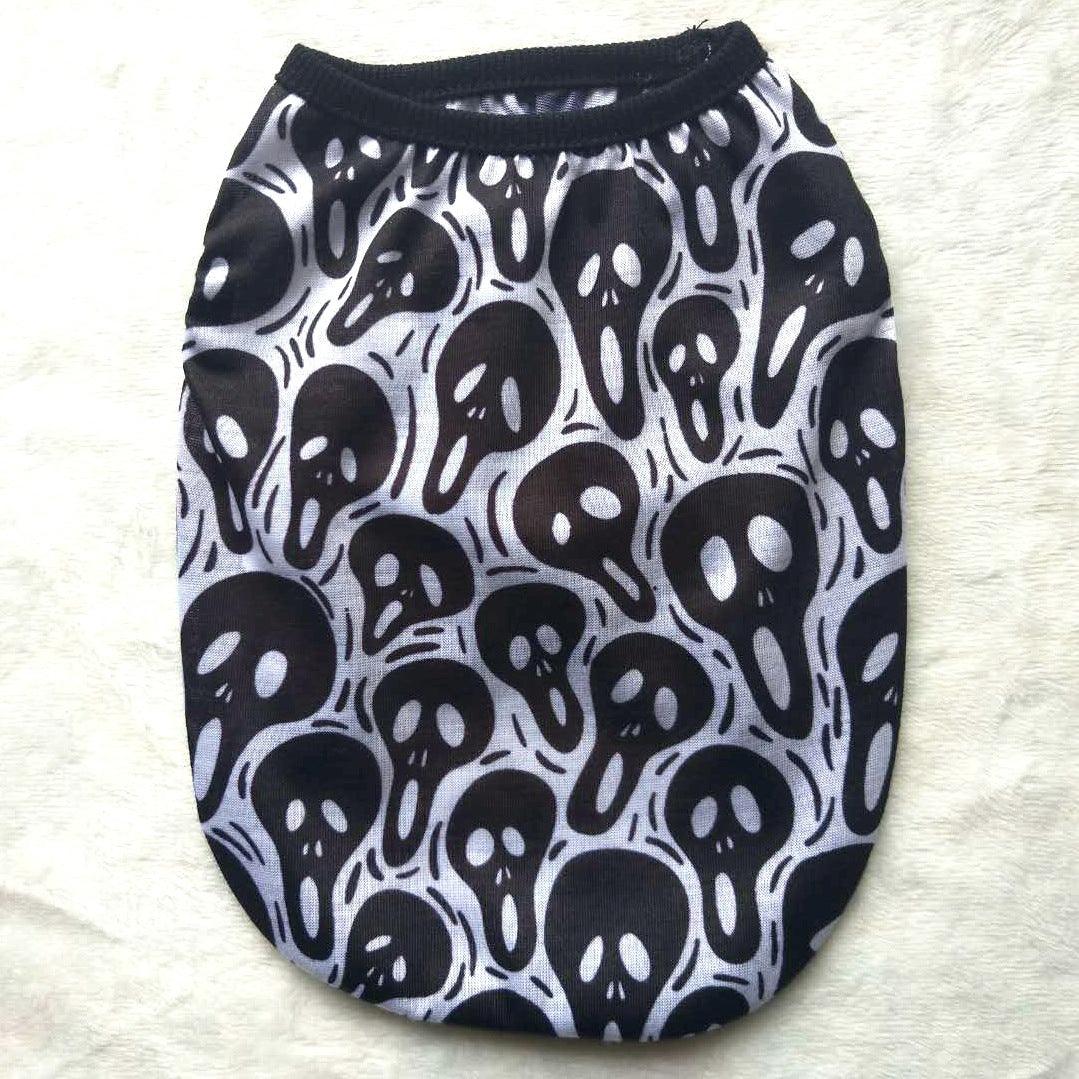 Skull Halloween Pet Clothes: Spooky Ghost Head Vest
