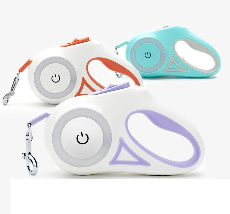 Dog Luminous Leash With Lights Small Medium Dogs Automatic Retractable Dog Walking Leash Teddy Travel Pet Supplies Accessories