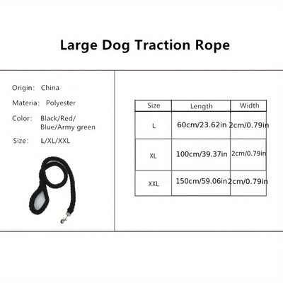 Dog leash for effective training and comfortable walking, strong and durable braid, suitable for large dogs, dog training leash