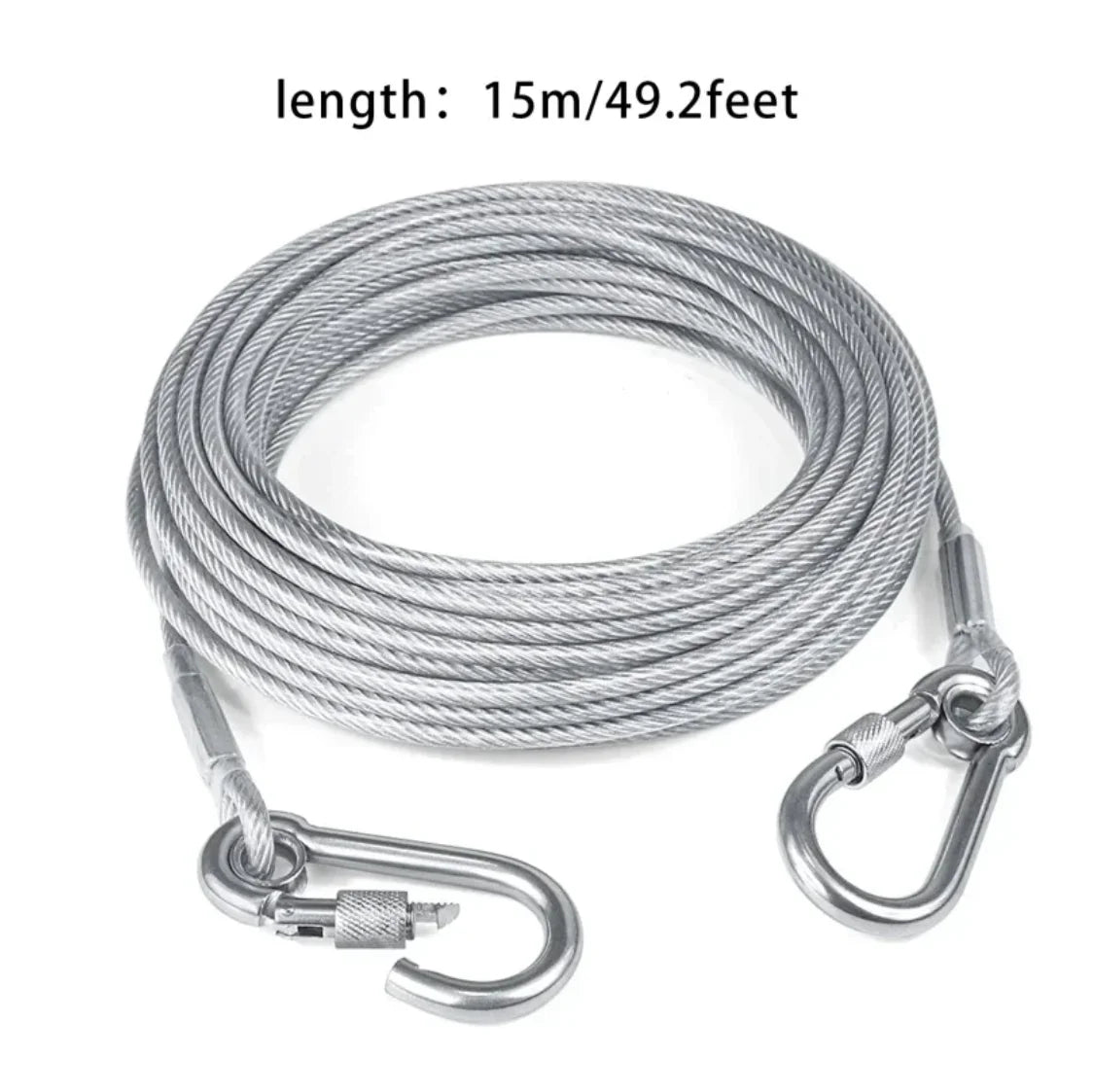 Double-headed Dog Tie Out Cable Leash ,raction rope with metal buckle steel wire anti-rust training collar,Outdoor Dogs Strap