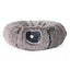 Fluffy gray donut-shaped pet bed on a white background