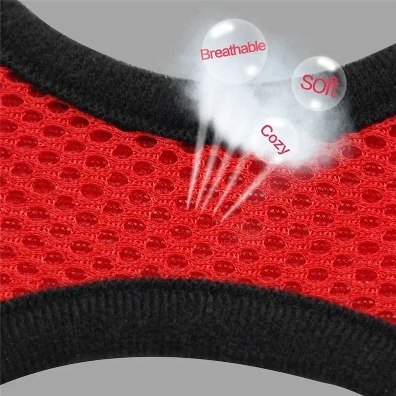 Breathable Mesh Pet Harness & Leash Set Adjustable Polyester Vest Harness with Collar Suitable for Cats Puppies Small Medium Dog