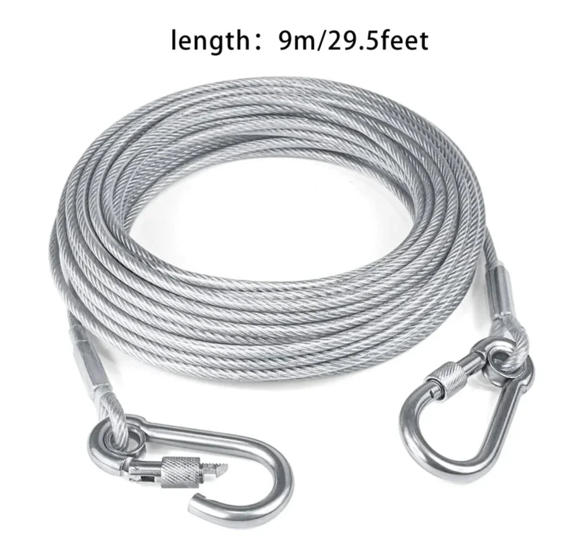 Double-headed Dog Tie Out Cable Leash ,raction rope with metal buckle steel wire anti-rust training collar,Outdoor Dogs Strap
