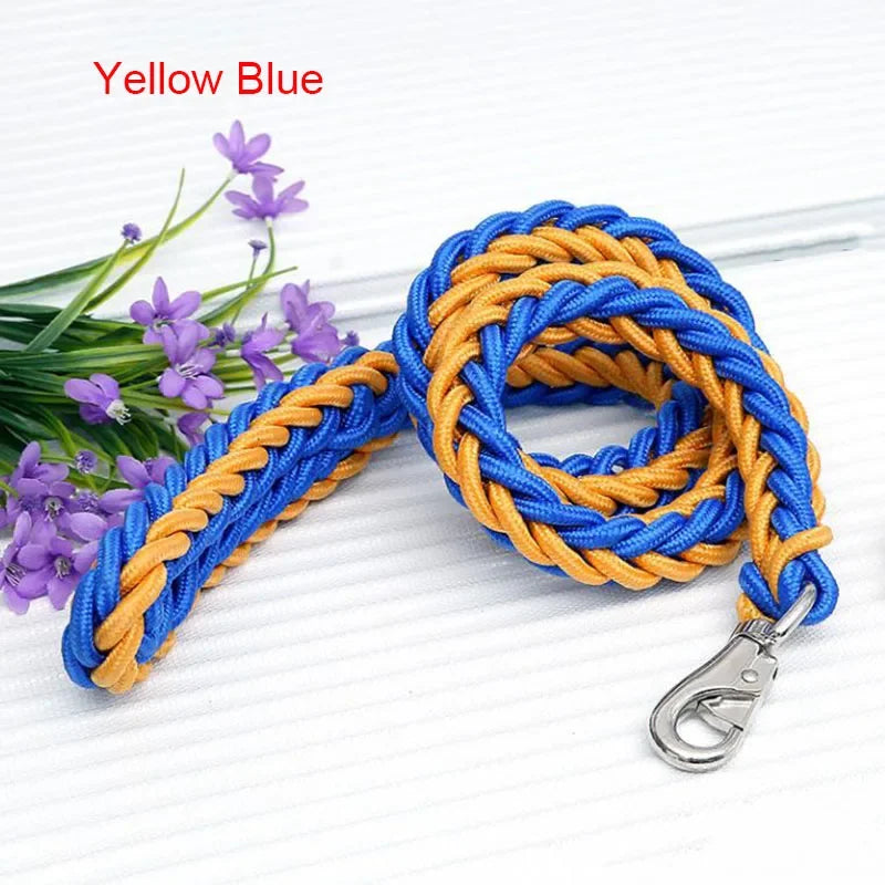 130cm L/XL Super Strong Coarse Nylon Dog Leash Army Green Canvas Double Row Adjustable Dog Collar For Medium Large Dogs