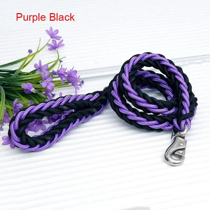 130cm L/XL Super Strong Coarse Nylon Dog Leash Army Green Canvas Double Row Adjustable Dog Collar For Medium Large Dogs