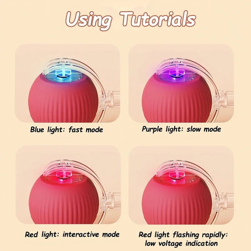 Cat Interactive Ball Toys Automatic Rolling Ball Faux Tail Rechargeable Smart Pet Electric Toy Dog Cat Training Imitate Mouse