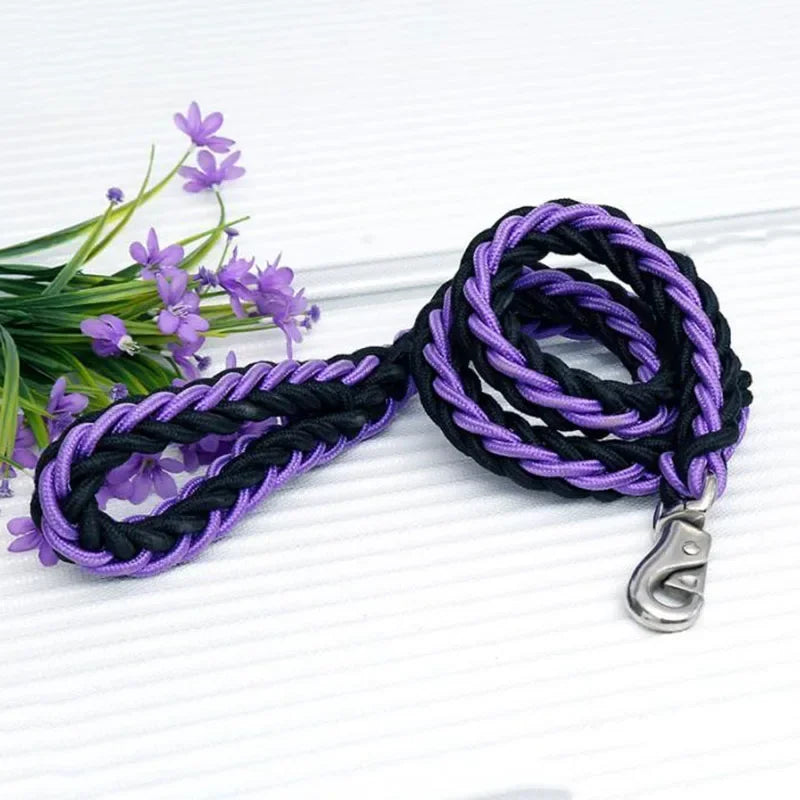 130cm L/XL Super Strong Coarse Nylon Dog Leash Army Green Canvas Double Row Adjustable Dog Collar For Medium Large Dogs