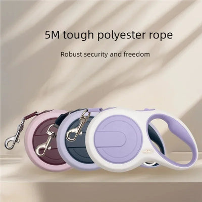 5-meter retractable dog leash, durable and adjustable, suitable for outdoor walks and runs of large, medium, and small dogs
