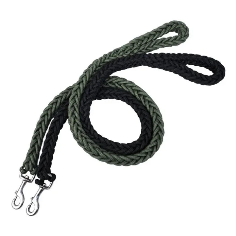 130cm L/XL Super Strong Coarse Nylon Dog Leash Army Green Canvas Double Row Adjustable Dog Collar For Medium Large Dogs