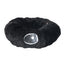 Black fluffy pet bed on a white background