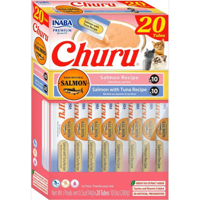 Inaba Churu Puree Cat Treats Variety Box Salmon/Tuna .5oz. 20 Pk