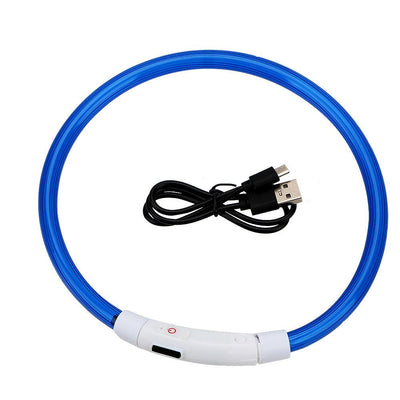 Usb Rechargeable Glow-In-The-Dark Pet Collar With Three Flashing Modes