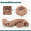 Measurement chart of a brown plush pet bed with dimensions labeled.