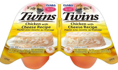 Inaba Twins Side Dish For Cats Chicken/Cheese 1.23oz. 2 Pk (Case of 6)